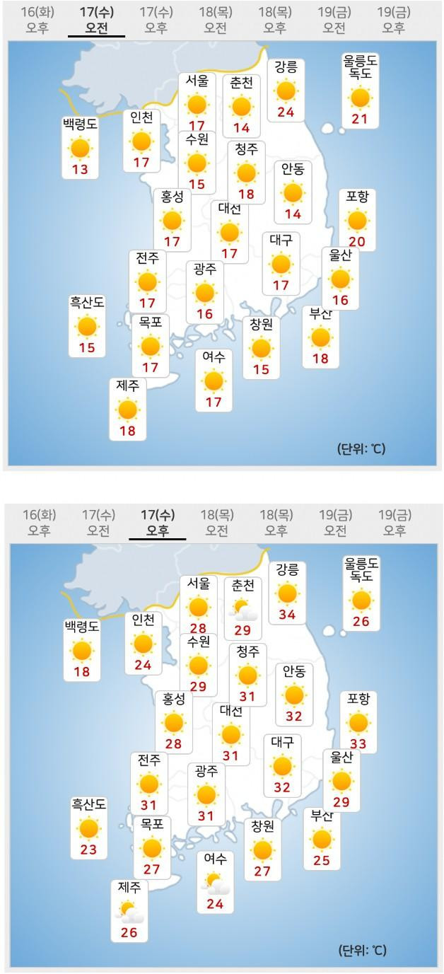 ㅈㄴ 더웠던 오늘.. 내일 날씨 예보