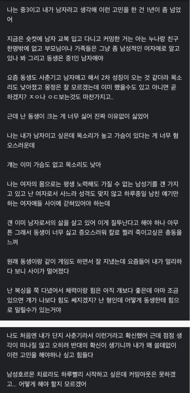 남동생을 질투하는 여중생