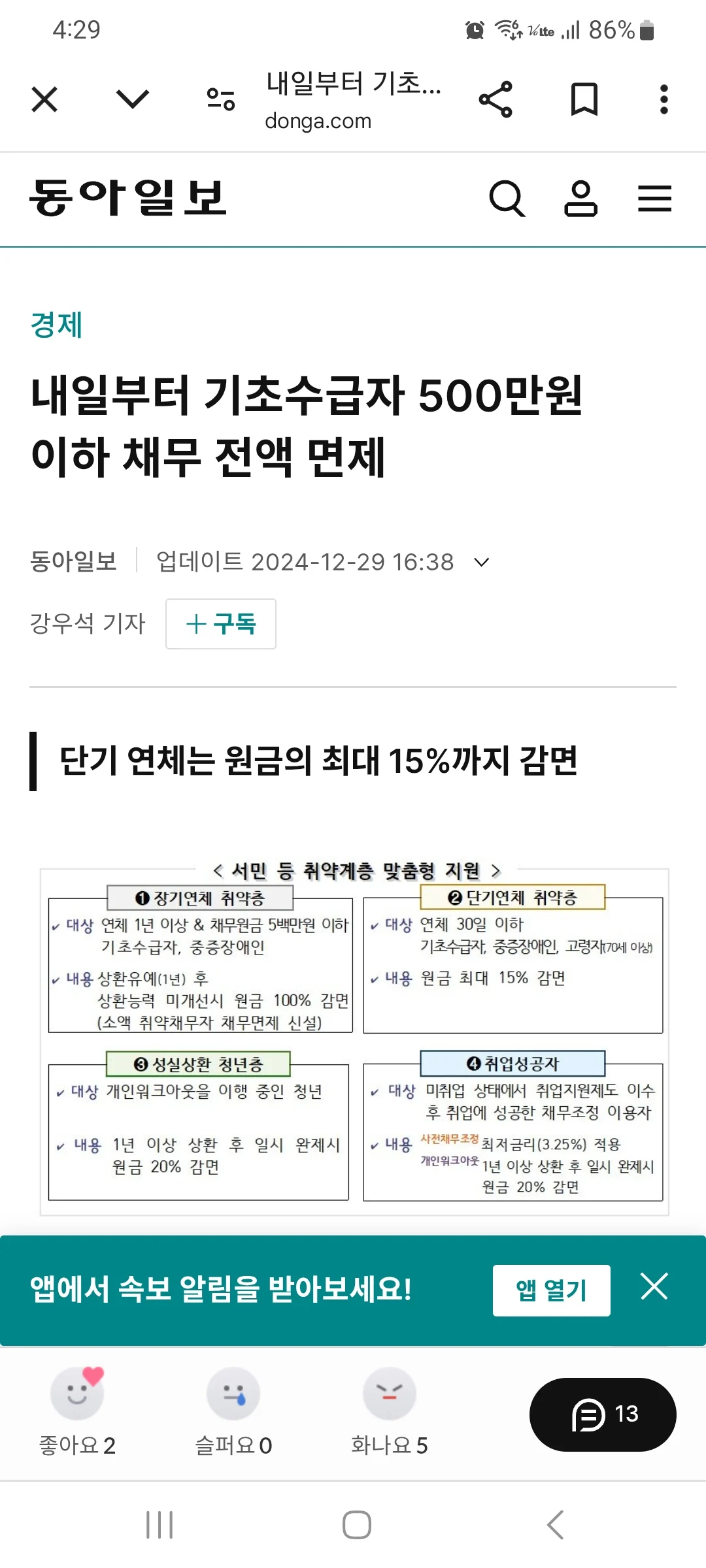 내일부터 기초수급자 500만원이하 채무 전액면제