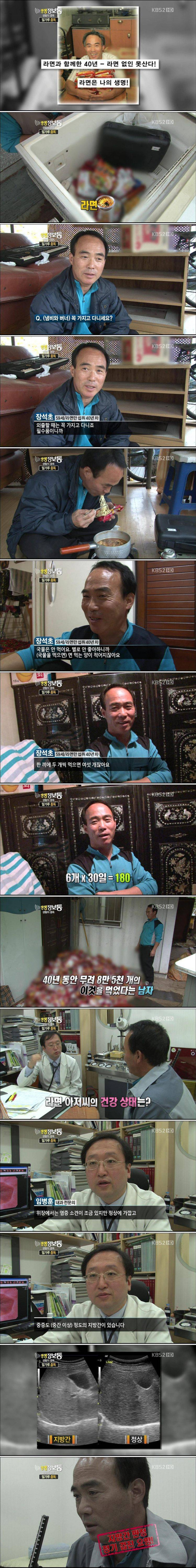 40년동안 라면만 먹었다는 아저씨