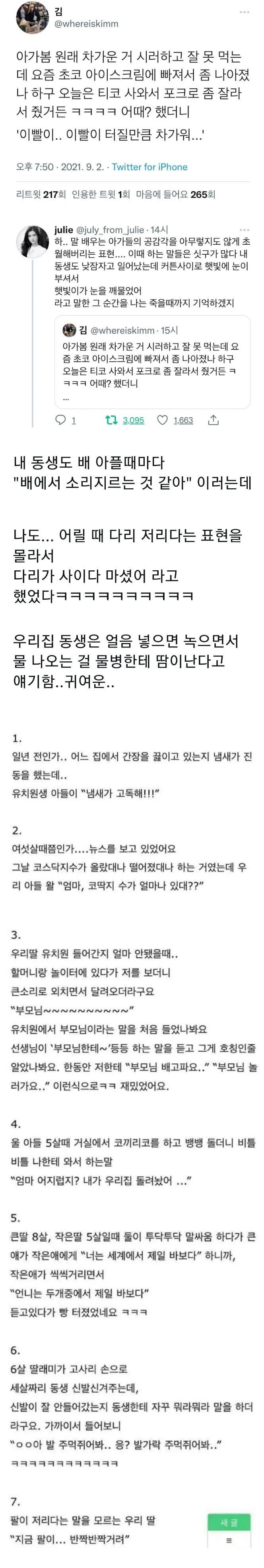 말을 배우는 애기들이 쓰는 언어