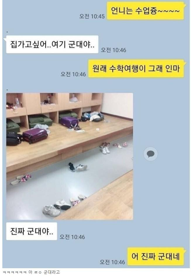 수학여행을 떠난 여동생의 카톡